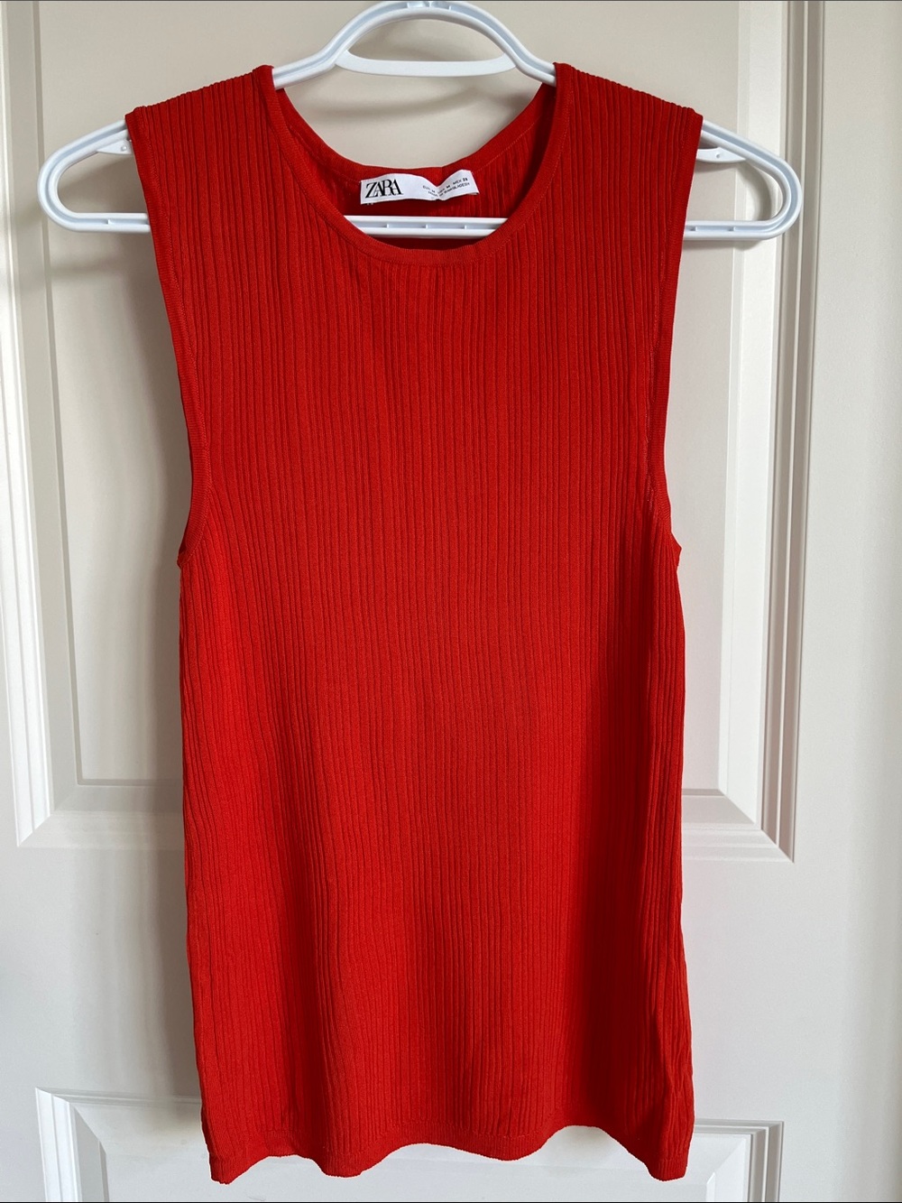 ZARA Bold Orange Ribbed Tank Top